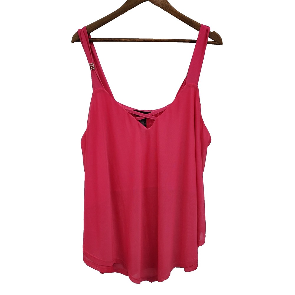 Ashley Stewart Pink Sheer Swing Cami Strappy‎ Neck Plus Size 26/28
